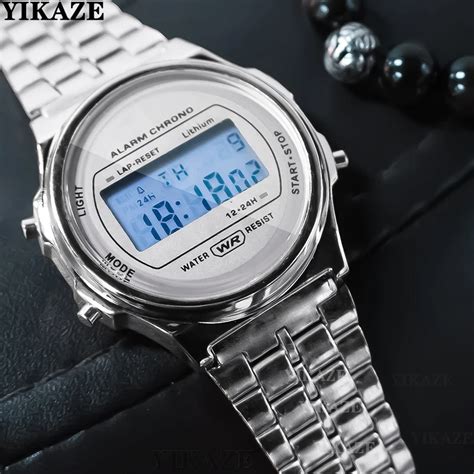 YIKAZE Men S Watch Classic F91 Stainless Steel Men Watches LED Digital