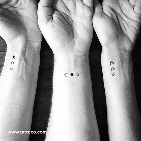 Matching sun moon and star temporary tattoo set of 3×2 – Artofit