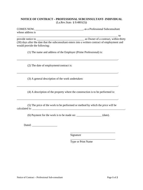 Louisiana Notice Contract Fill Out Sign Online Dochub