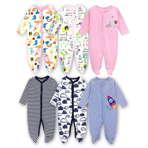 3 Pack Newborn baby girls boys clothes Babies Footie Long sleeve 100%cotton printing Infant ...