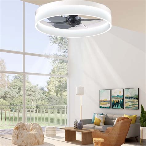 ERYAHRT Low Profile Ceiling Fan with Light Remote Control, Semi Flush ...