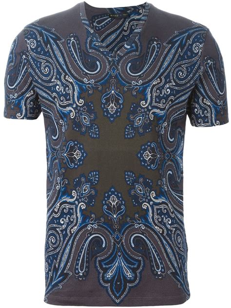 Etro Paisley Print T Shirt In Gray For Men Lyst