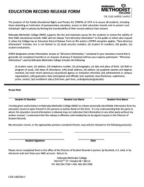 Ferpa Release Form Fill And Sign Printable Template Online