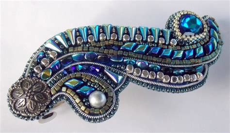 Metal Blue Barrette Swarovski Hairpin Bead Embroidery Seed Etsy