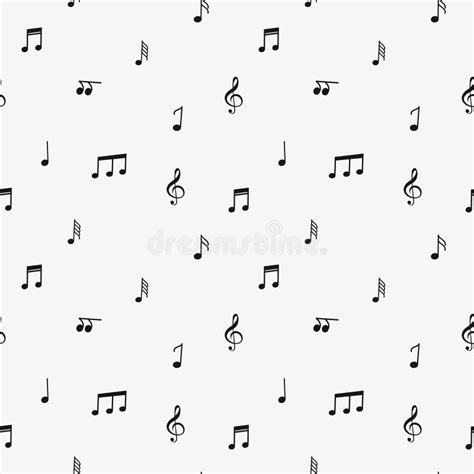 Music Background with Notes and Symbols, Black and White, Seamless ...