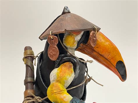 Original Fantasy Character Figure Art TOUCAN NINJA Polymer Clay Statue ...