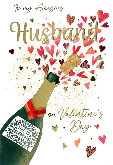 Amazing Husband Embellished Champagne Bottle Valentines Day Greeting