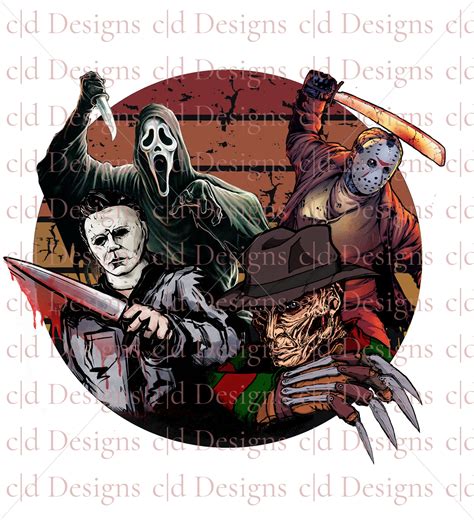 Horror Stripes Michael Myers Freddy Krueger Jason Vorhees Ghostface Scream Png Printable