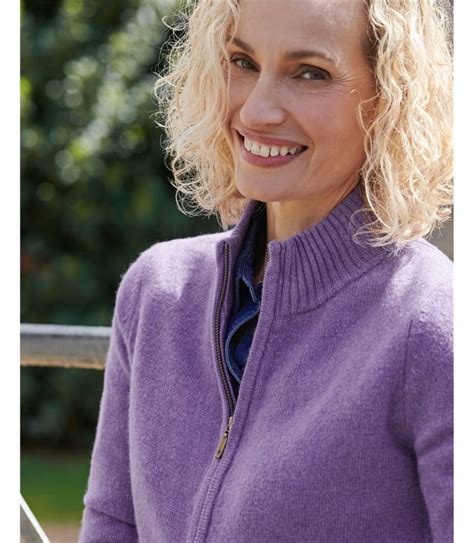 Lavender Marl Lambswool Zip Thru Cardigan Woolovers Us