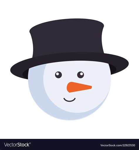 Cute snowman head christmas character Royalty Free Vector