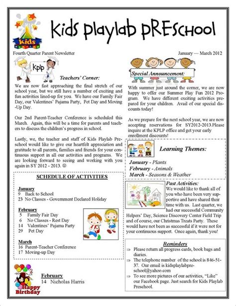 13+ Printable Preschool Newsletter Templates – Free Word, PDF Format ...