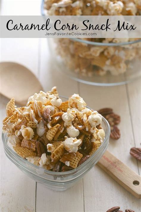 Caramel Corn Snack Mix Recipe Snack Mix Snacks Caramel Corn Snack