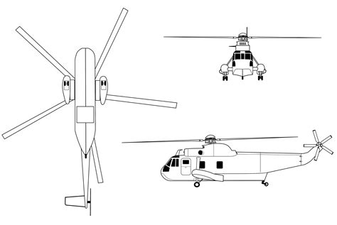 Sikorsky SH-3 Sea King Blueprint - Download free blueprint for 3D modeling