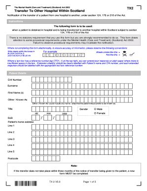 Fillable Online Notification Of The Transfer Of A Patient From One