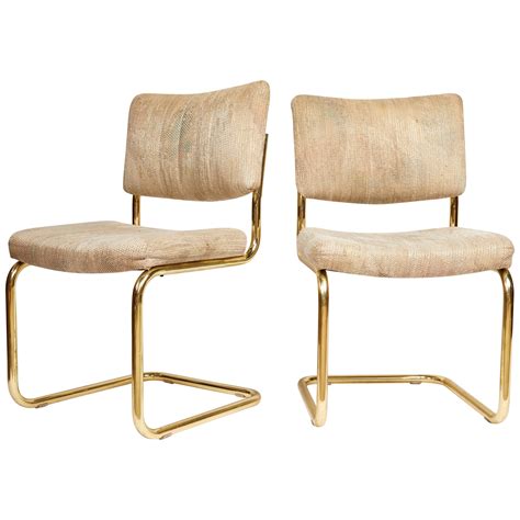 Pair Of Brass Cantilever Chairs By Chromcraft At 1stDibs Chromcraft