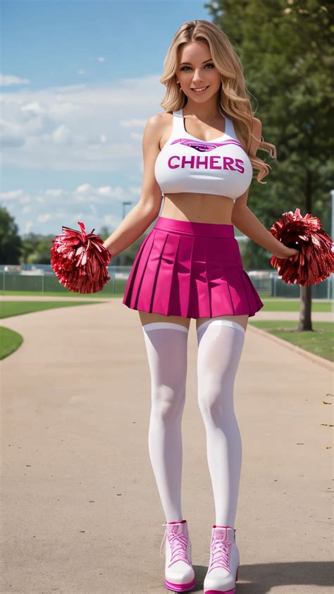 Arafed Cheerleader Posing For A Picture In A Pink Skirt Seaart Ai