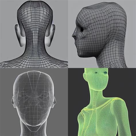 Clean Topology Wireframe View Of Neck And Shoulders Stable Diffusion