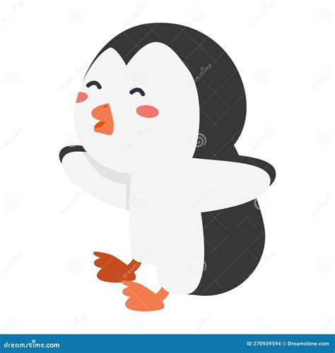 Vetor De Desenho Animado De Pinguim Feliz Ilustração do Vetor