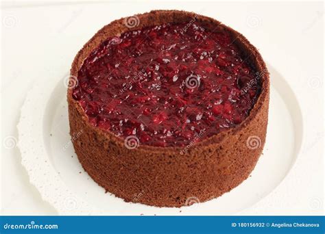 Delicious Chocolate Cake with Cherries Jam Macro Stock Photo - Image of ...