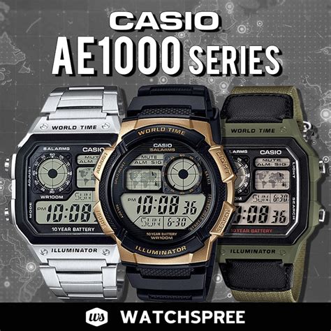 *100% Authentic* CASIO AE1000 Series World Time Illuminator Digital ...