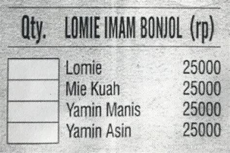 Selalu Diperbarui Menu Lomie Bakmie Imam Bonjol Dipatiukur Bandung