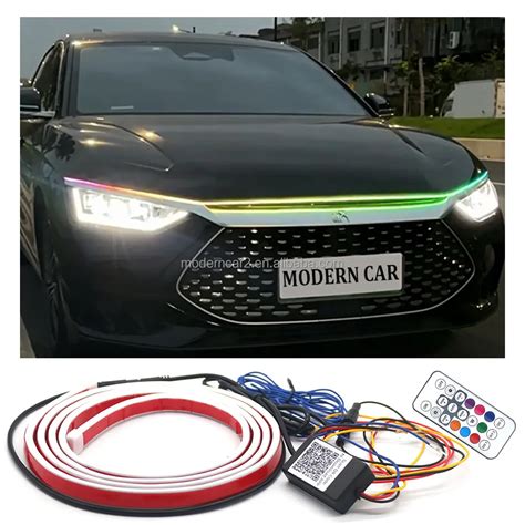 Bande Lumineuse Color E Rvb Dynamique Pour Capot De Voiture Lampes D