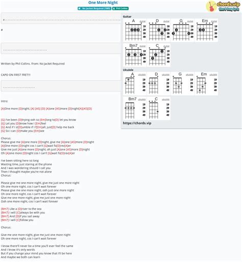 Chord: One More Night - tab, song lyric, sheet, guitar, ukulele ...