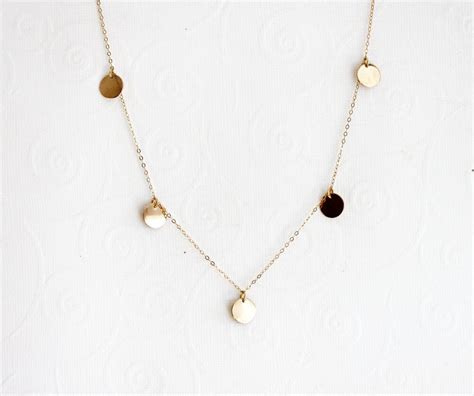 Gold Disc Necklace Gold Coin Necklace Minimal Necklace Gold Etsy