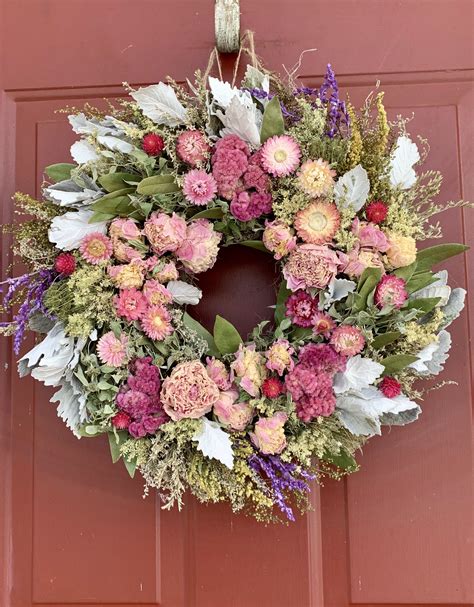 Dried Flower Wreaths, Dried Flower Bouquet, Dried Flowers, Pink Cottage ...