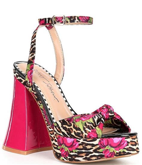 Betsey Johnson Brylie Leopard Floral Print Platform Block Heel Dress