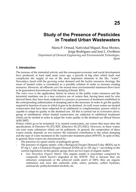 PDF Study Of The Presence Of Pesticides In Treated Urban Wastewaters