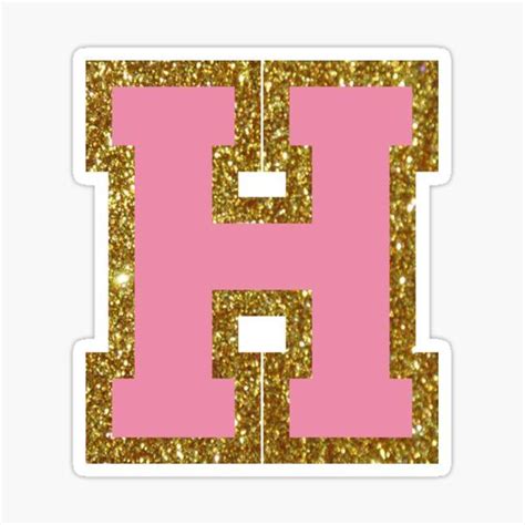 Gold And Pink Varsity Letter H Sticker For Sale By Byleahwithlove