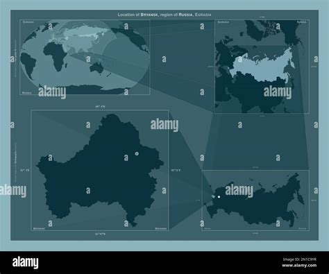 Bryansk, region of Russia. Diagram showing the location of the region ...
