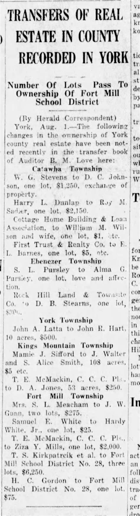 Lots for school The Herald (Rock Hill, South Carolina)01 Aug 1930 ...