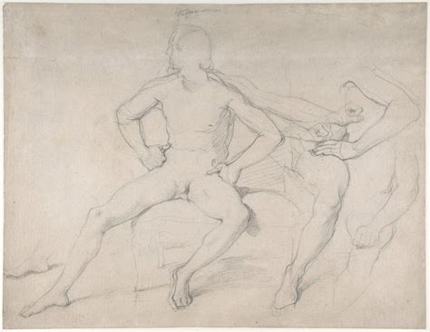 Study Of A Seated Nude Male Jean Auguste Dominique Ingres French