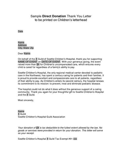 Tax Deductible Donation Thank You Letter Template Examples Letter