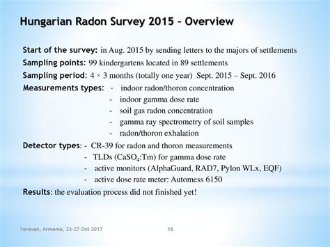 National Progress In Establishing National Radon Measuring Capacity