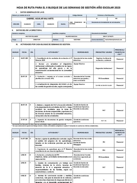 Hoja De Ruta De Ie Para La Semana De Gestión 2023 Segundo Bloque Pdf Enseñando Evaluación