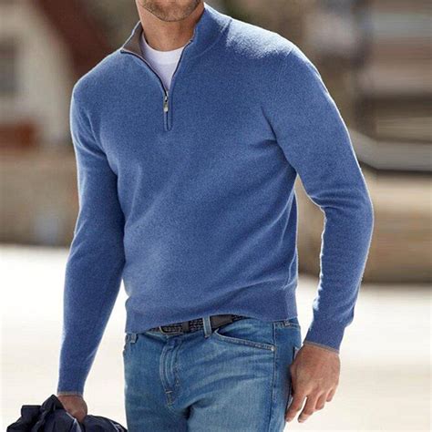 Men S Plain Pullover Half Zip Sweatshirt Basic Stand Collar Top