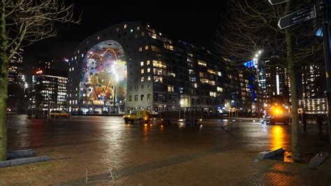 Markthal Rotterdam At Night In The Netherlands