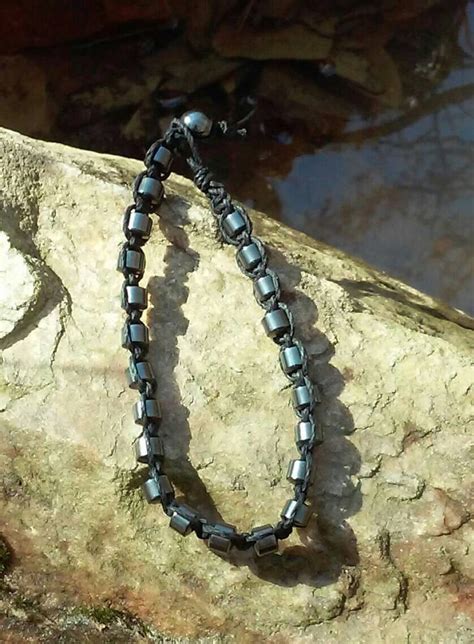 Mission Gun Metal Hematite Black Hemp Bracelet Veteran Etsy