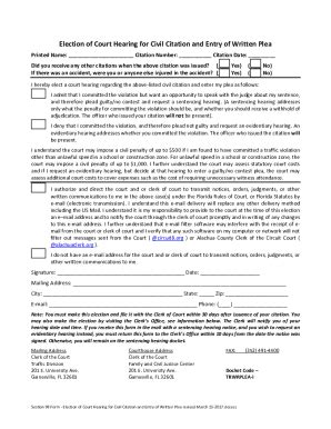 Fillable Online Fillable Online Election Of Court Hearing For Civil