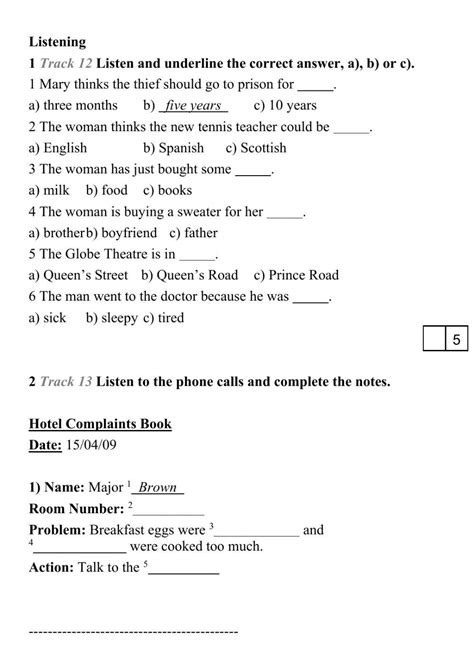 Final Test Pre Int Listening Use Of English Worksheet Live Worksheets