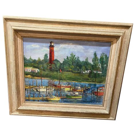 Mid-20th Century Painting of a Lighthouse For Sale at 1stDibs