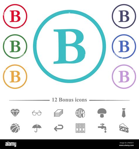 Bold Font Type Flat Color Icons In Circle Shape Outlines 12 Bonus