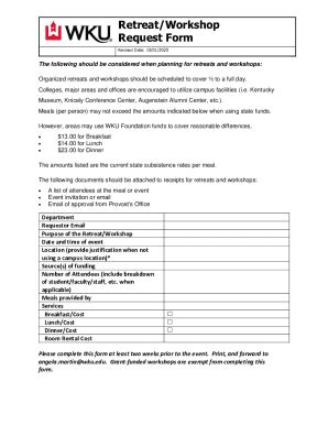 Fillable Online Retreat Workshop Request Form Fax Email Print PdfFiller