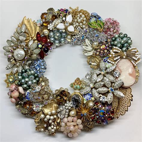 Vintage Jewelry Wreath Art Etsy Vintage Jewelry Art Jewelry Art