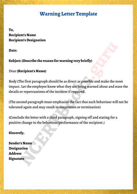 Letter Of Warning Template