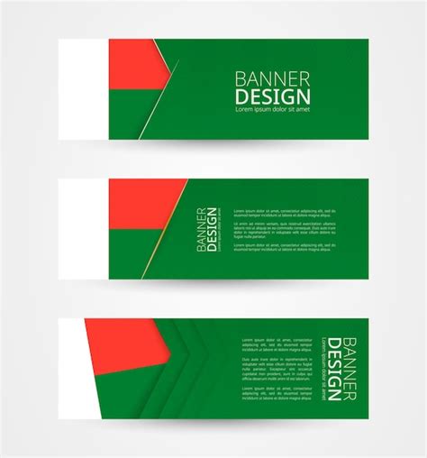 Premium Vector Set Of Three Horizontal Banners With Flag Of