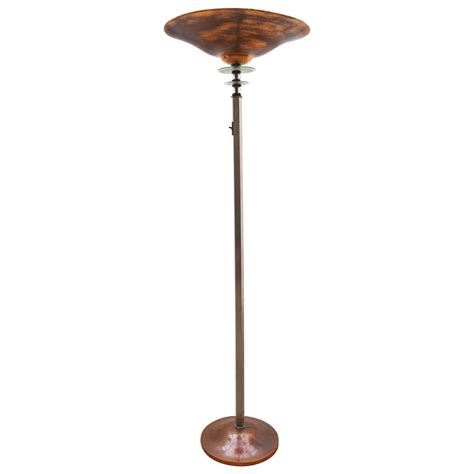 Spectacular French Art Deco Chrome And Wood Torchiere Floor Lamp At 1stdibs